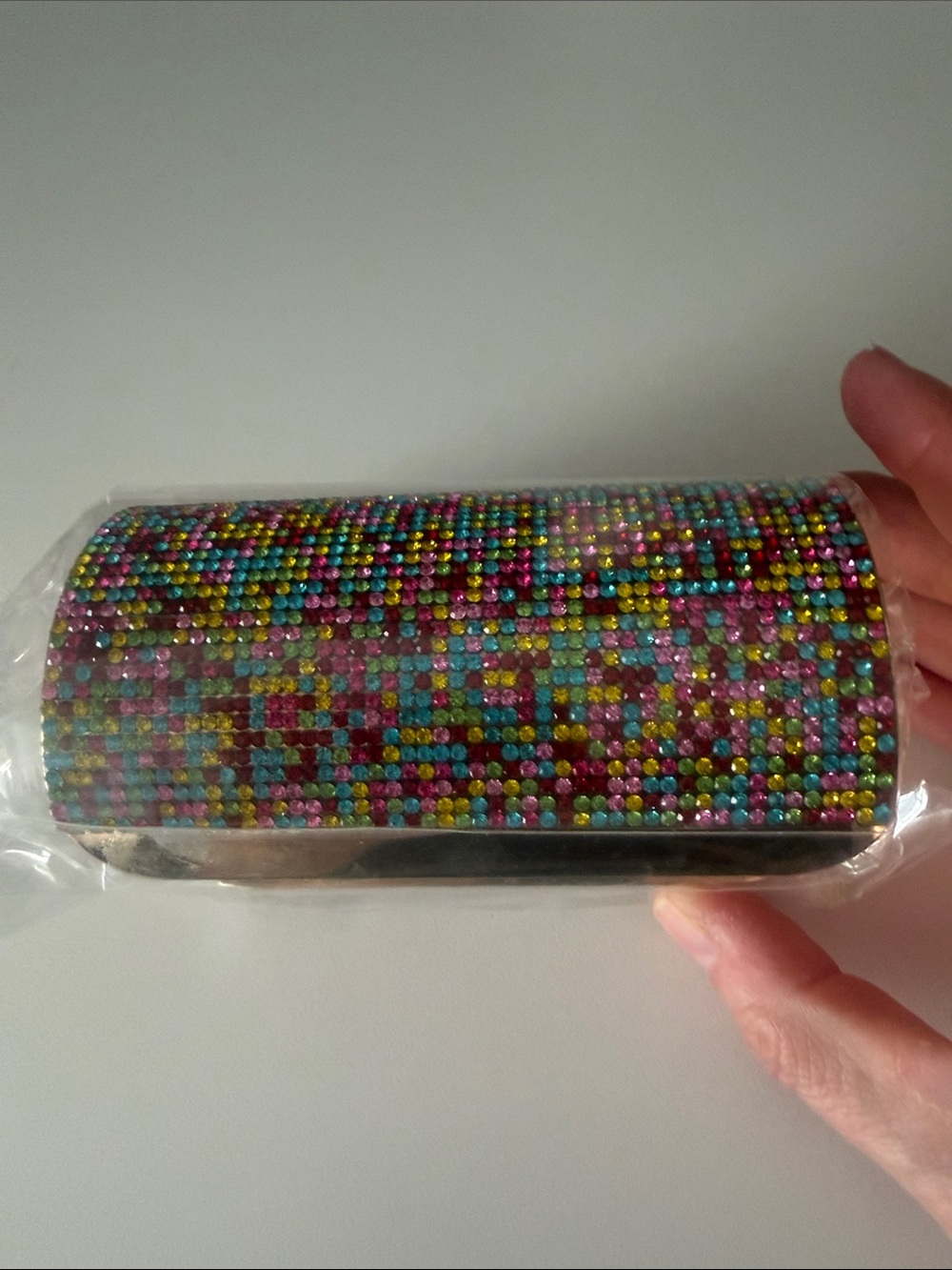 AKIRA Multicolor Rhinestone Wrap Bracelet in Pink, Blue, Yellow & Green